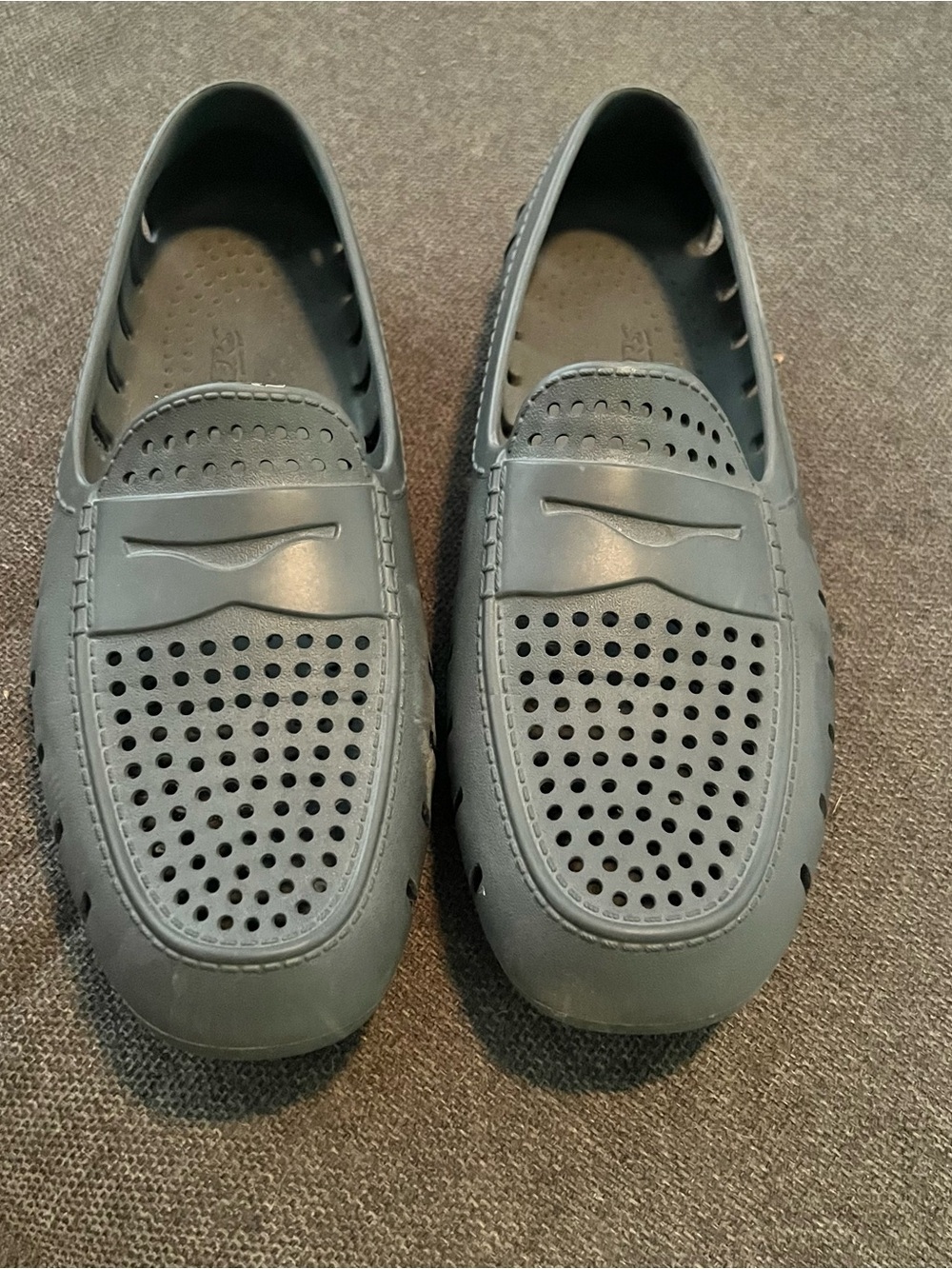 Men's Perforated Slip-On Loafers in Dark Gray